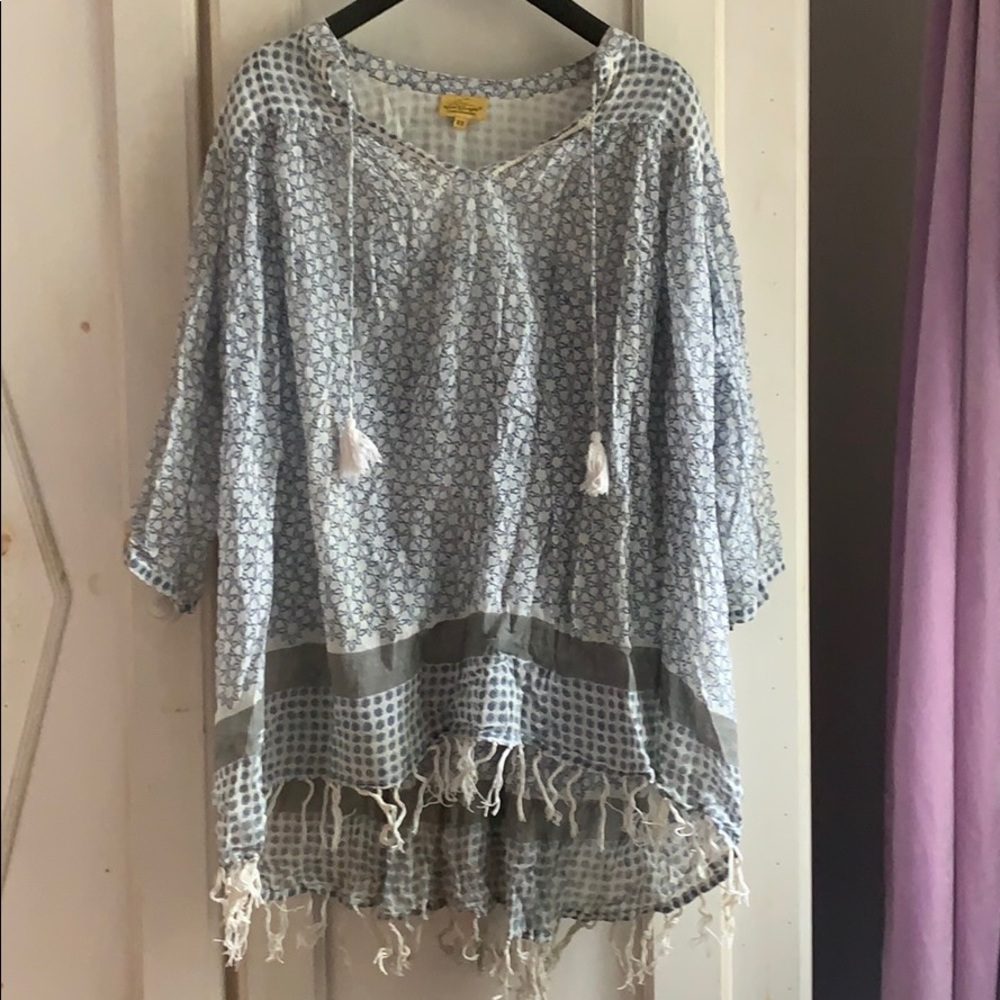 Roberta Roller Rabbit Blue & White Beach Tunic